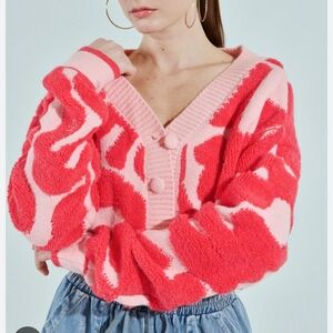 Vibrant Pink Women's Cardigan Sweater